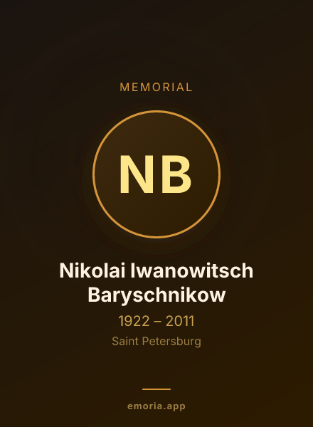 Memorial portrait of Nikolai Iwanowitsch Baryschnikow