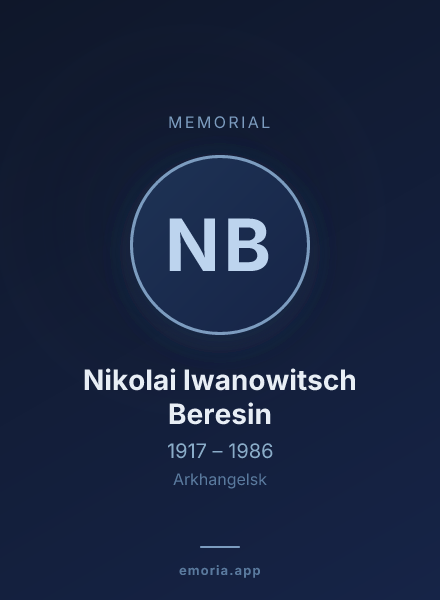 Memorial portrait of Nikolai Iwanowitsch Beresin