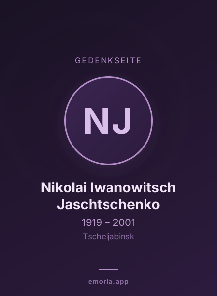 Gedenkportrait von Nikolai Iwanowitsch Jaschtschenko