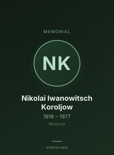 Memorial portrait of Nikolai Iwanowitsch Koroljow