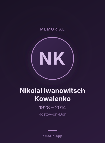 Memorial portrait of Nikolai Iwanowitsch Kowalenko