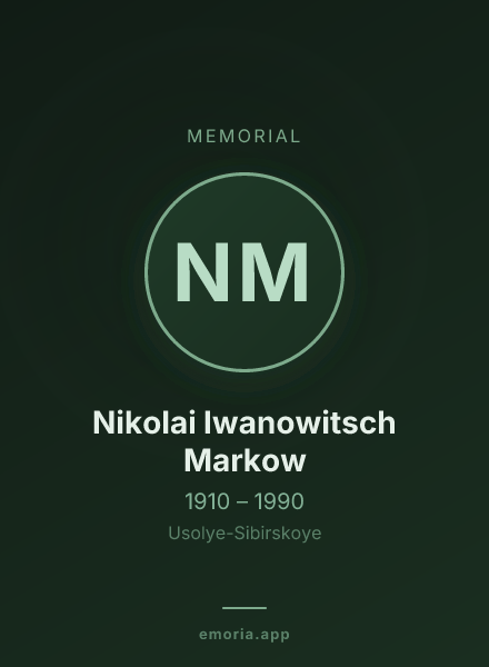Memorial portrait of Nikolai Iwanowitsch Markow