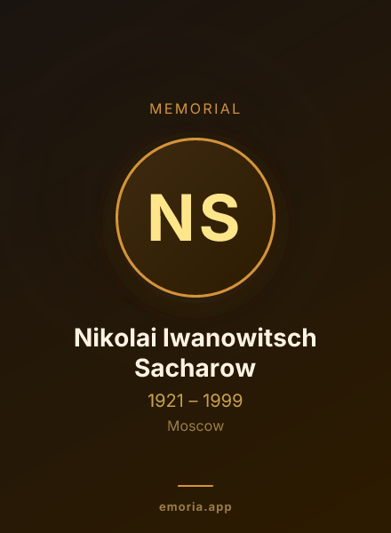 Memorial portrait of Nikolai Iwanowitsch Sacharow