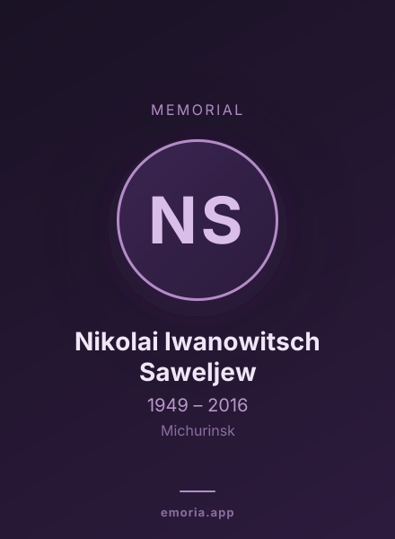 Memorial portrait of Nikolai Iwanowitsch Saweljew