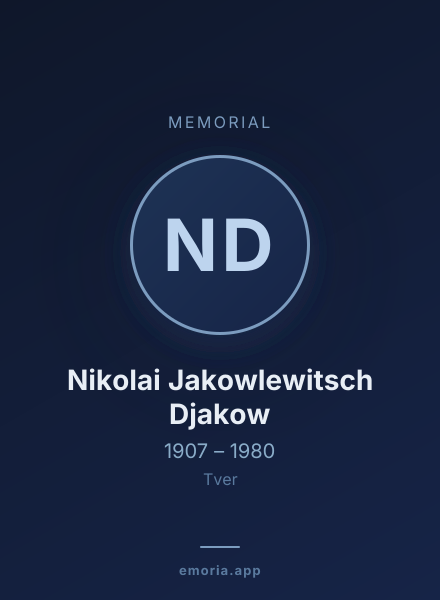 Memorial portrait of Nikolai Jakowlewitsch Djakow