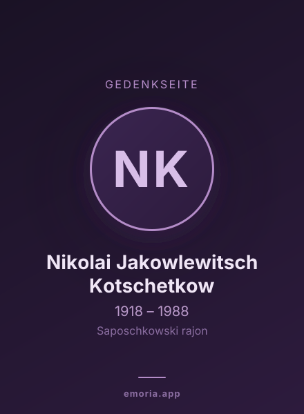Gedenkportrait von Nikolai Jakowlewitsch Kotschetkow