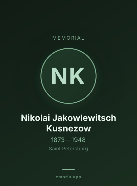 Memorial portrait of Nikolai Jakowlewitsch Kusnezow