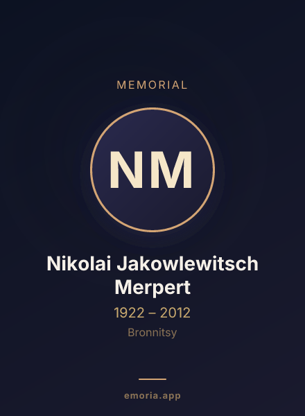 Memorial portrait of Nikolai Jakowlewitsch Merpert