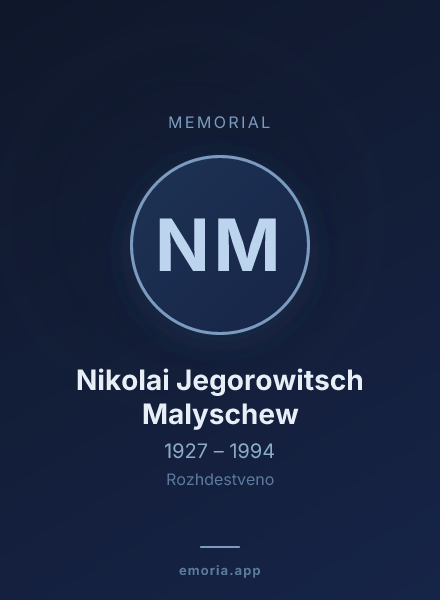 Memorial portrait of Nikolai Jegorowitsch Malyschew
