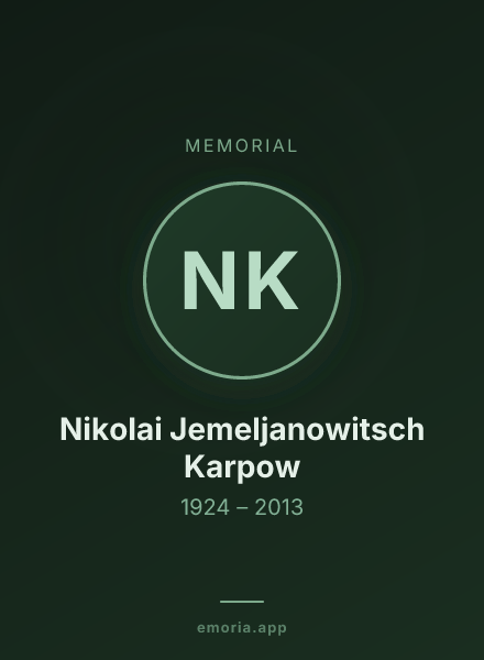 Memorial portrait of Nikolai Jemeljanowitsch Karpow