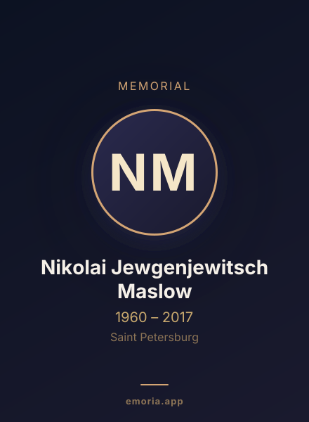 Memorial portrait of Nikolai Jewgenjewitsch Maslow