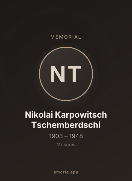 Memorial portrait of Nikolai Karpowitsch Tschemberdschi