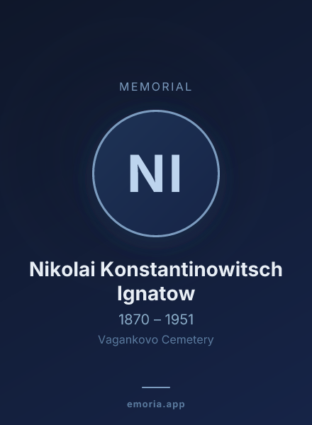 Memorial portrait of Nikolai Konstantinowitsch Ignatow