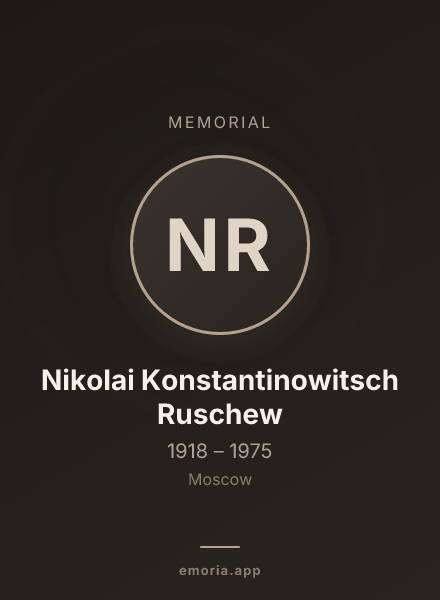 Memorial portrait of Nikolai Konstantinowitsch Ruschew