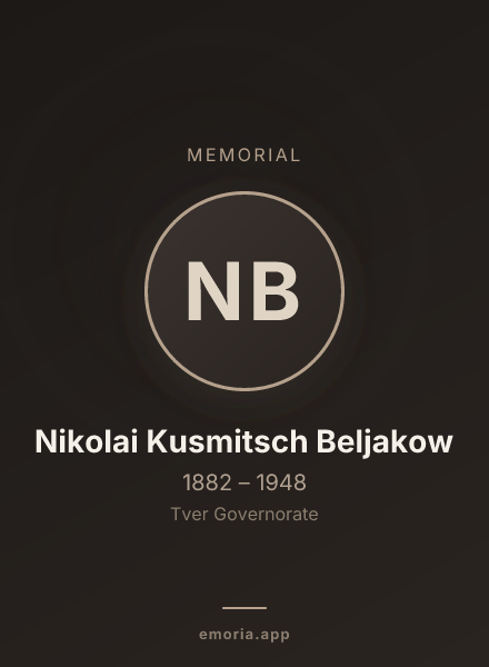Memorial portrait of Nikolai Kusmitsch Beljakow