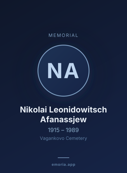 Memorial portrait of Nikolai Leonidowitsch Afanassjew