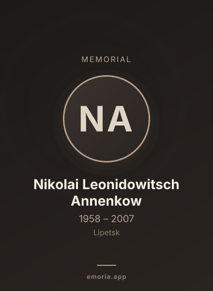 Memorial portrait of Nikolai Leonidowitsch Annenkow