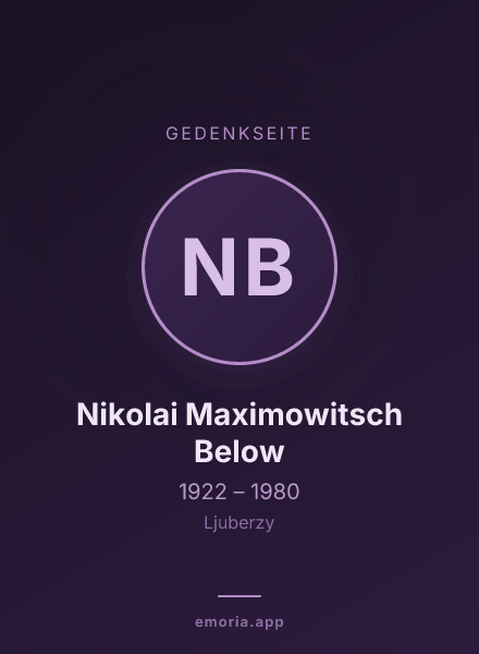Gedenkportrait von Nikolai Maximowitsch Below