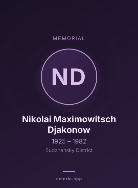 Memorial portrait of Nikolai Maximowitsch Djakonow