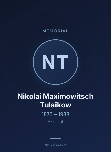 Memorial portrait of Nikolai Maximowitsch Tulaikow