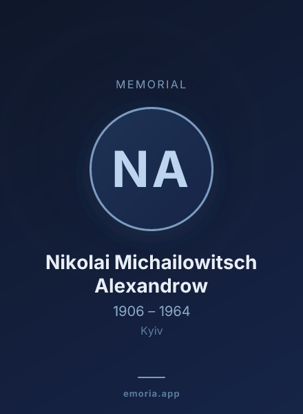 Memorial portrait of Nikolai Michailowitsch Alexandrow