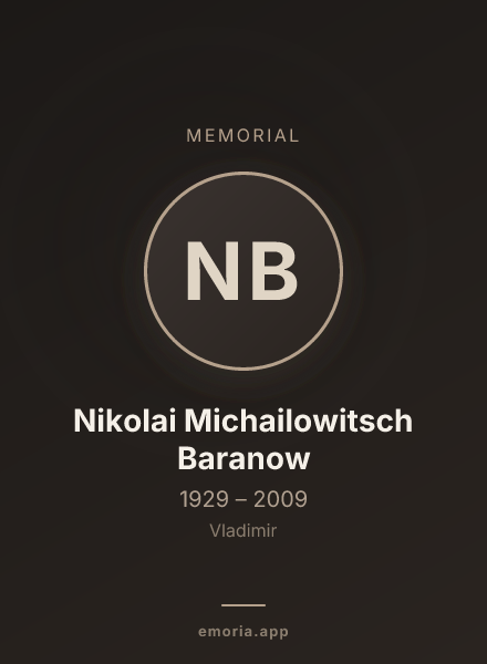 Memorial portrait of Nikolai Michailowitsch Baranow