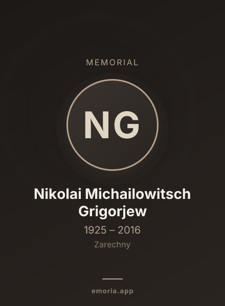 Memorial portrait of Nikolai Michailowitsch Grigorjew
