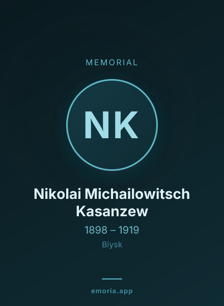 Memorial portrait of Nikolai Michailowitsch Kasanzew