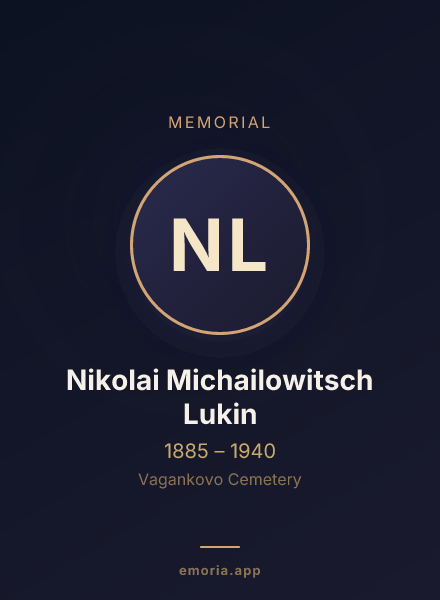Memorial portrait of Nikolai Michailowitsch Lukin