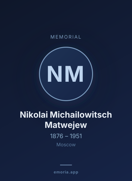 Memorial portrait of Nikolai Michailowitsch Matwejew