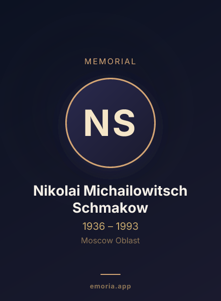 Memorial portrait of Nikolai Michailowitsch Schmakow