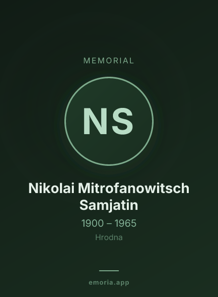 Memorial portrait of Nikolai Mitrofanowitsch Samjatin