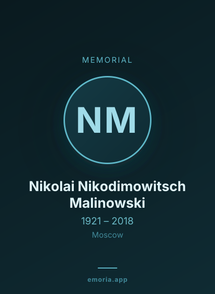 Memorial portrait of Nikolai Nikodimowitsch Malinowski