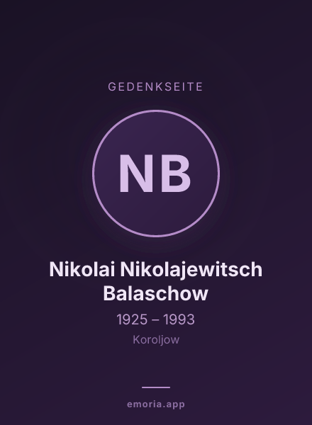 Gedenkportrait von Nikolai Nikolajewitsch Balaschow