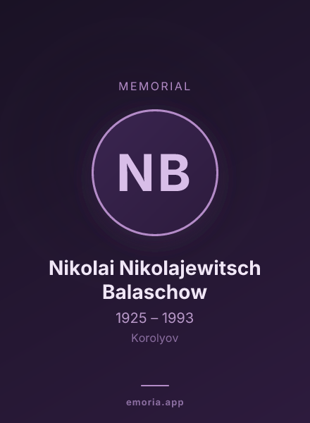 Memorial portrait of Nikolai Nikolajewitsch Balaschow