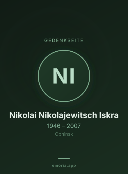 Gedenkportrait von Nikolai Nikolajewitsch Iskra