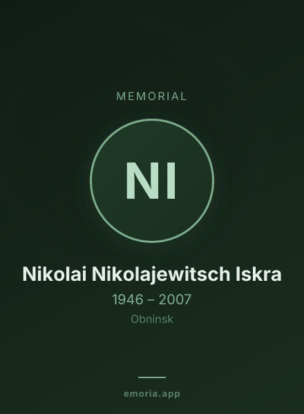 Memorial portrait of Nikolai Nikolajewitsch Iskra