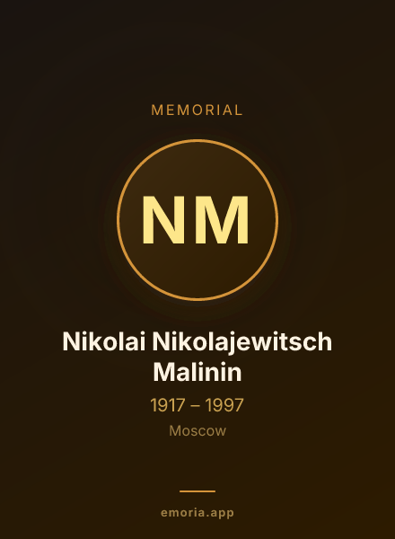 Memorial portrait of Nikolai Nikolajewitsch Malinin
