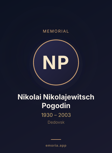 Memorial portrait of Nikolai Nikolajewitsch Pogodin