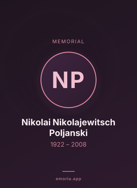 Memorial portrait of Nikolai Nikolajewitsch Poljanski