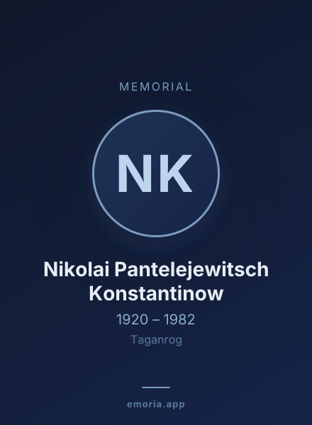 Memorial portrait of Nikolai Pantelejewitsch Konstantinow