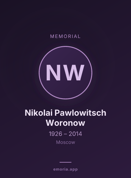 Memorial portrait of Nikolai Pawlowitsch Woronow