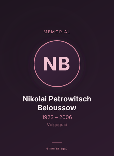 Memorial portrait of Nikolai Petrowitsch Beloussow