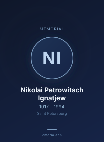 Memorial portrait of Nikolai Petrowitsch Ignatjew