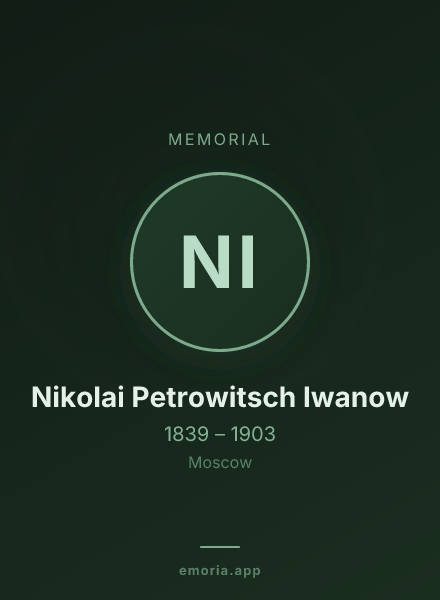 Memorial portrait of Nikolai Petrowitsch Iwanow