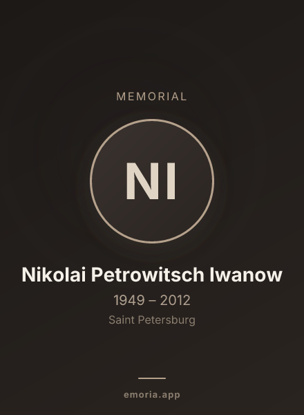 Memorial portrait of Nikolai Petrowitsch Iwanow