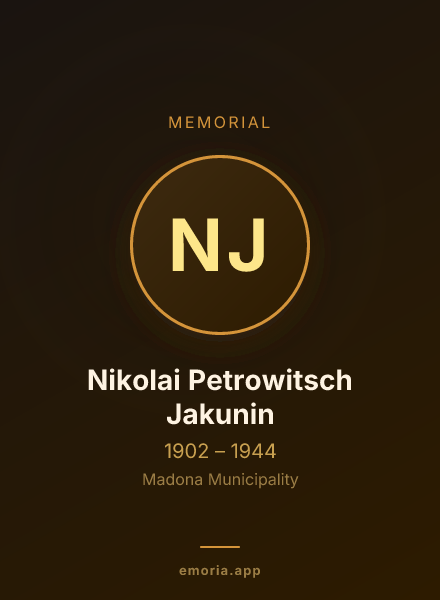 Memorial portrait of Nikolai Petrowitsch Jakunin