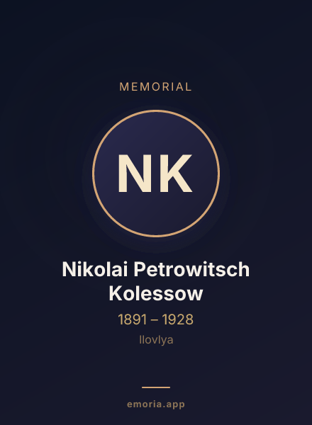 Memorial portrait of Nikolai Petrowitsch Kolessow