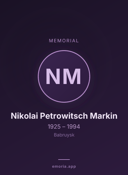 Memorial portrait of Nikolai Petrowitsch Markin