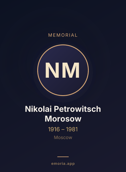 Memorial portrait of Nikolai Petrowitsch Morosow